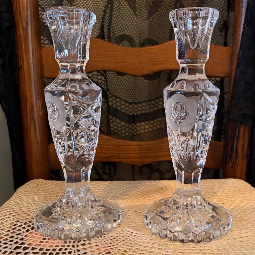 Vintage Crystal Candle Holders